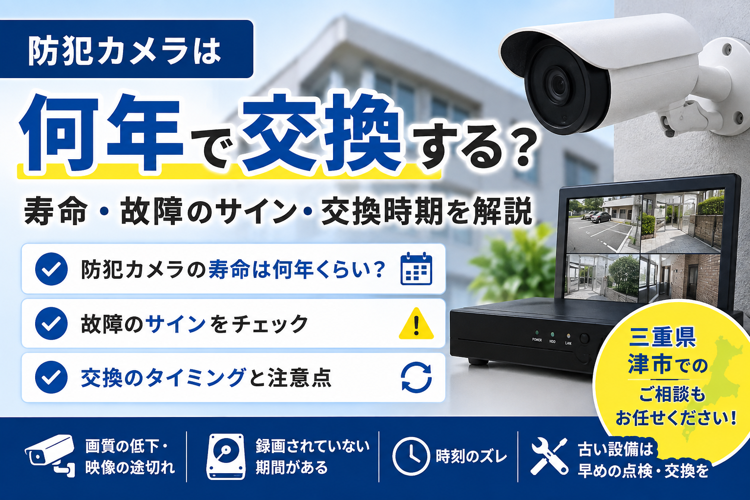 防犯カメラは何年で交換する？寿命・故障のサイン・交換時期を解説